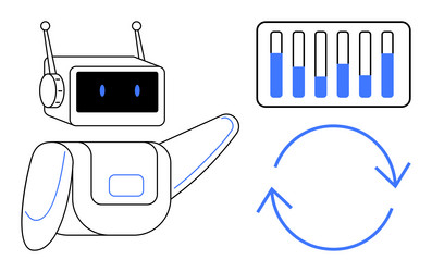 robot ai analyzing data with progress indicators vector image