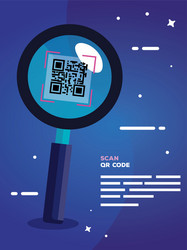 scan qr code with magnifying glass vector image