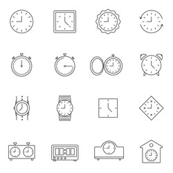 time and clock line icons linear icon set vector image