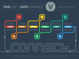 web template of infographic timeline about connect vector image