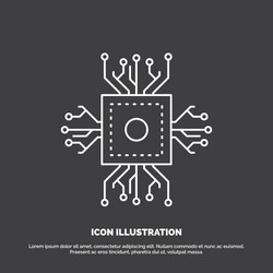chip cpu microchip processor technology icon line vector image