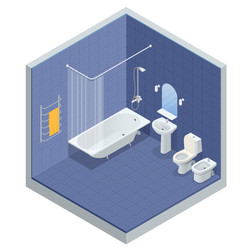 isometric concept bathroom interior design vector