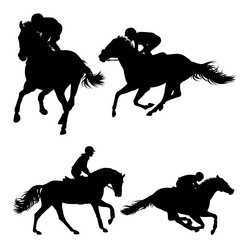 Jockey Silhouettes - Horse Riding Vector Image