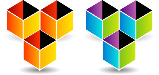 Logo with colorful cubes and shadow vector