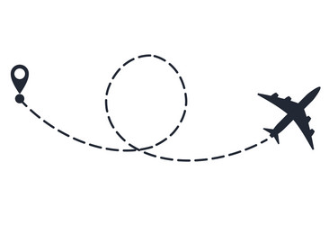 Plane with path movement airplane route vector