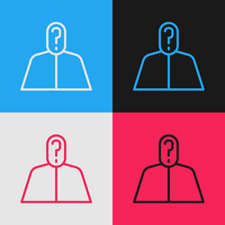 pop art line anonymous man with question mark icon vector image