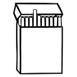 outlined open full pack with cigarettes in sketch vector