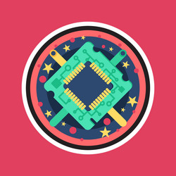 computer processor chip vector image