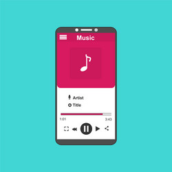 media player application app template with flat vector