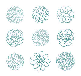 round curl tangled line set sketch synthetic vector image
