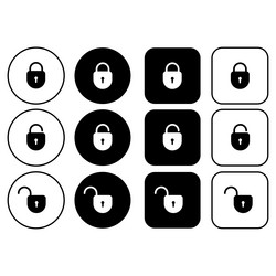 security button set with lock icons collection vector image