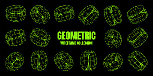wireframe lined shapes perspective mesh 3d grid vector image
