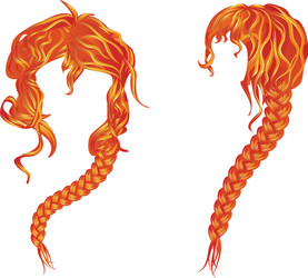 braided wavy red hair vector