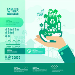 Save the world together green ecology vector