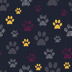 seamless pattern with patterned paws complex vector image