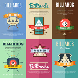Billiards flat set Royalty Free Vector Image - VectorStock