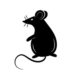 Black silhouette a rat or mouse on white vector