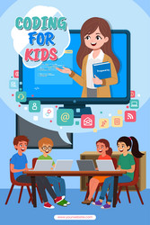 coding computer programming for kids poster vector image
