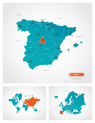 editable template map spain with marks vector