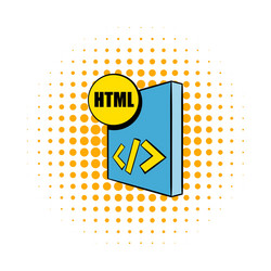 html file icon in comics style vector image