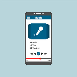 media player application app template with flat vector image