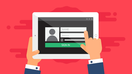 web template of tablet login form vector image