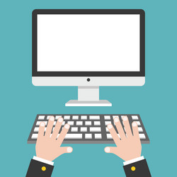 Hands on Blank Computer Screen vector image