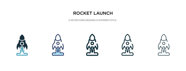 Rocket launch icon in different style two vector