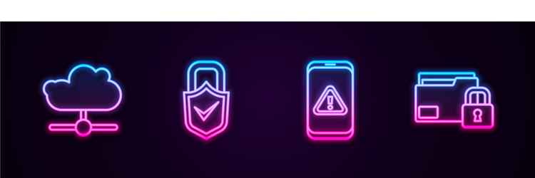 set line network cloud connection lock and check vector image