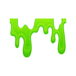 Green slime dripping in a line sticky mucus goo vector