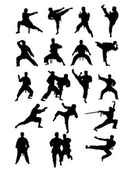 Martial Arts Silhouettes Vector Image