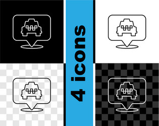 set line map pointer with taxi icon isolated vector image