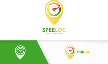 speedometer and map pointer logo vector