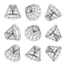 wireframe lined shapes perspective mesh 3d grid vector image