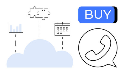 cloud services integration with graph puzzle vector image