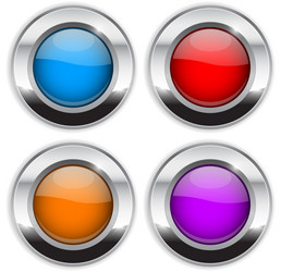 Colored round buttons glass 3d shiny icons vector