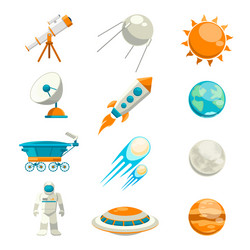 Planets icon set flat style Royalty Free Vector Image