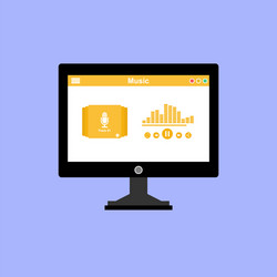 media player application app template with flat vector image