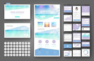 website design template and interface elements vector image