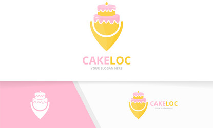 cake and map pointer logo combination pie vector