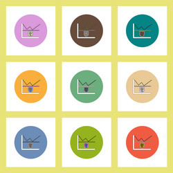 Flat icons set of progress statistics and shield vector