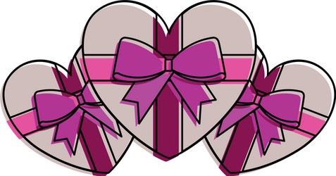 Gifts with hearts love shape vector