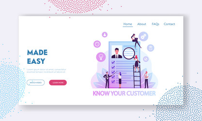 Kyc or know your customer website landing page vector