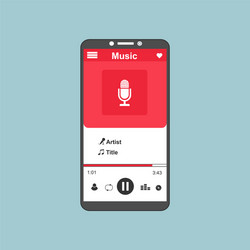 media player application app template with flat vector image