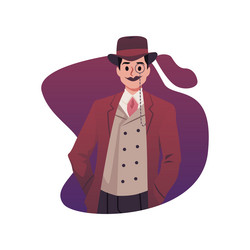 victorian mustachioed man aristocrat portrait vector