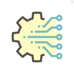 computer chip processor and technology icon set vector image