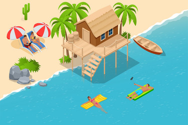 Isometric summer vacation concept time Royalty Free Vector