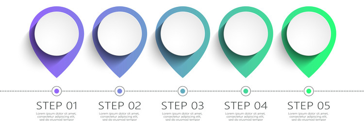 Modern 3d infographic template with 5 steps map vector