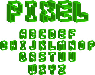 pixel retro font video computer game design 8 bit vector image
