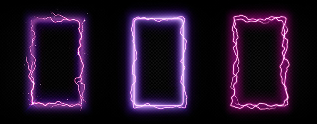 rectangle frames with purple lightnings vector